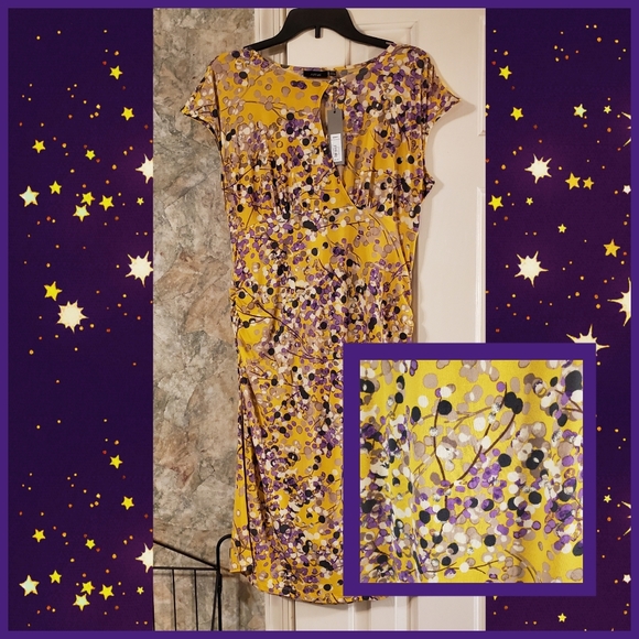Apt. 9 Dresses & Skirts - 📢🎁 Apt. 9 | Purple/Yellow Ruched Fit-n-Flare